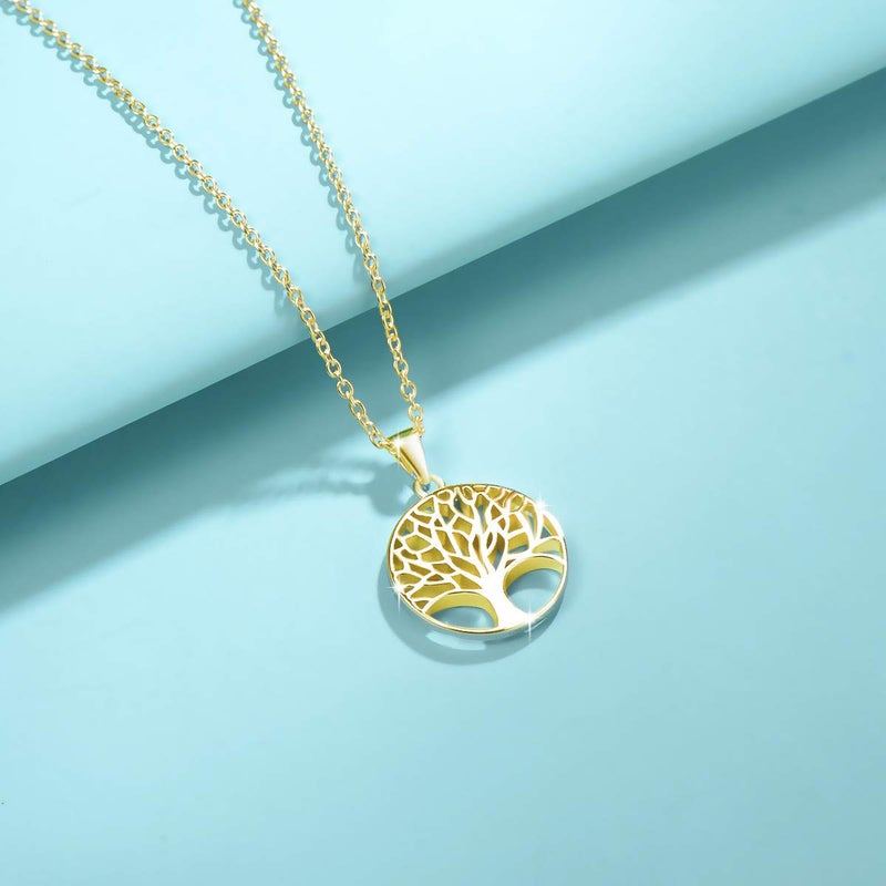 AGVANA Gold Plated Sterling Silver Tree of Life Pendant Necklace for Women Dainty Family Tree Necklace Anniversary Jewelry Birthday Gifts for Women Mom Wife Lover Grandma Her - Image 4